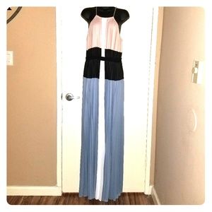 BCBGMaxAzria Pleated Colorblock Maxi Gown